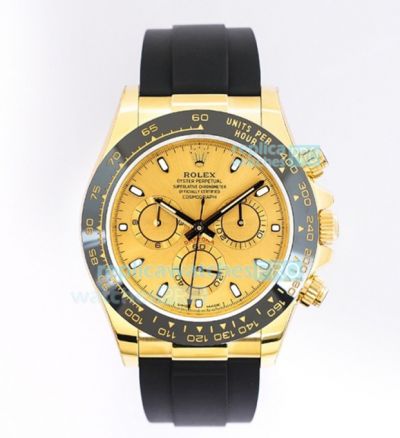 EWF Replica Rolex Daytona Yellow Gold Dial Black Ceramic Bezel Watch 40MM